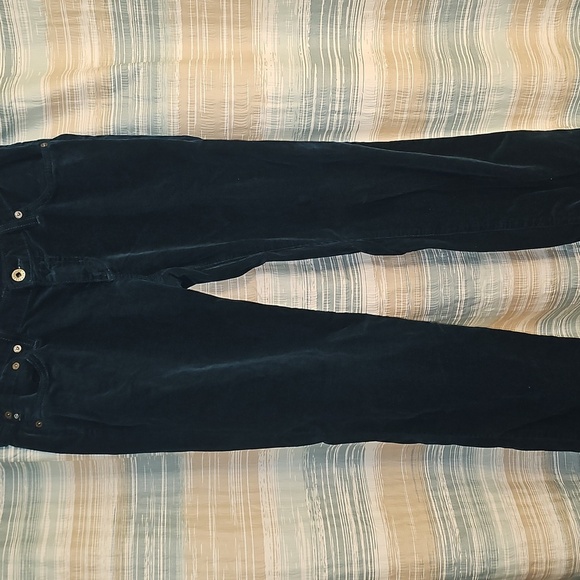 AG Adriano Goldschmied 'The Slit Cigarette Jeans' Corduroy Dark Emerald Green - Picture 1 of 10